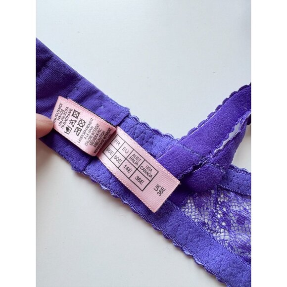 AGENT PROVOCATEUR Rei Electric Purple Lace Coral Bow Balconette Bra, Size 36E - Picture 15 of 16